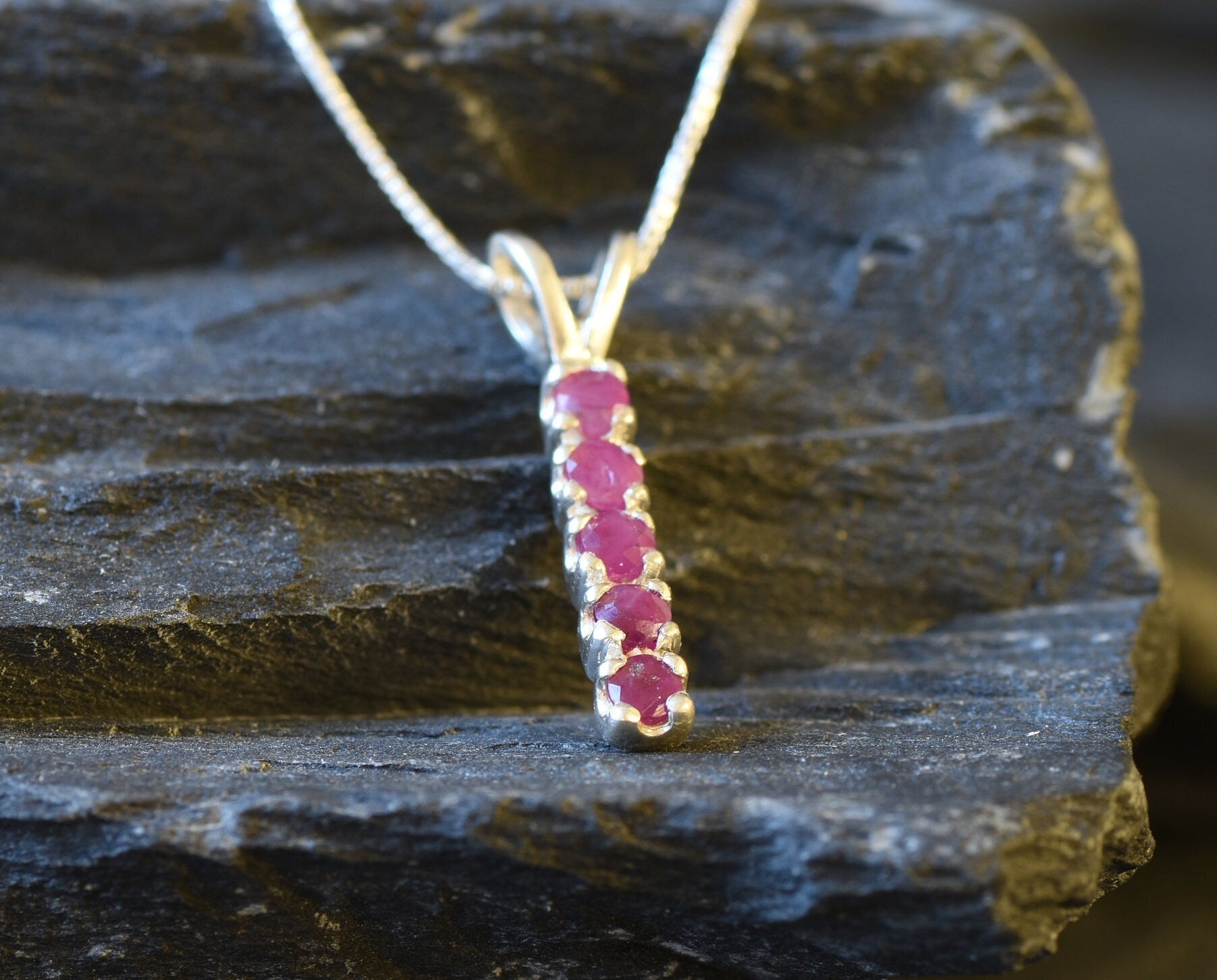Elegant 925 Sterling Silver Natural Ruby Pendant with Round Ruby, perfect for July birthdays and special occasions.