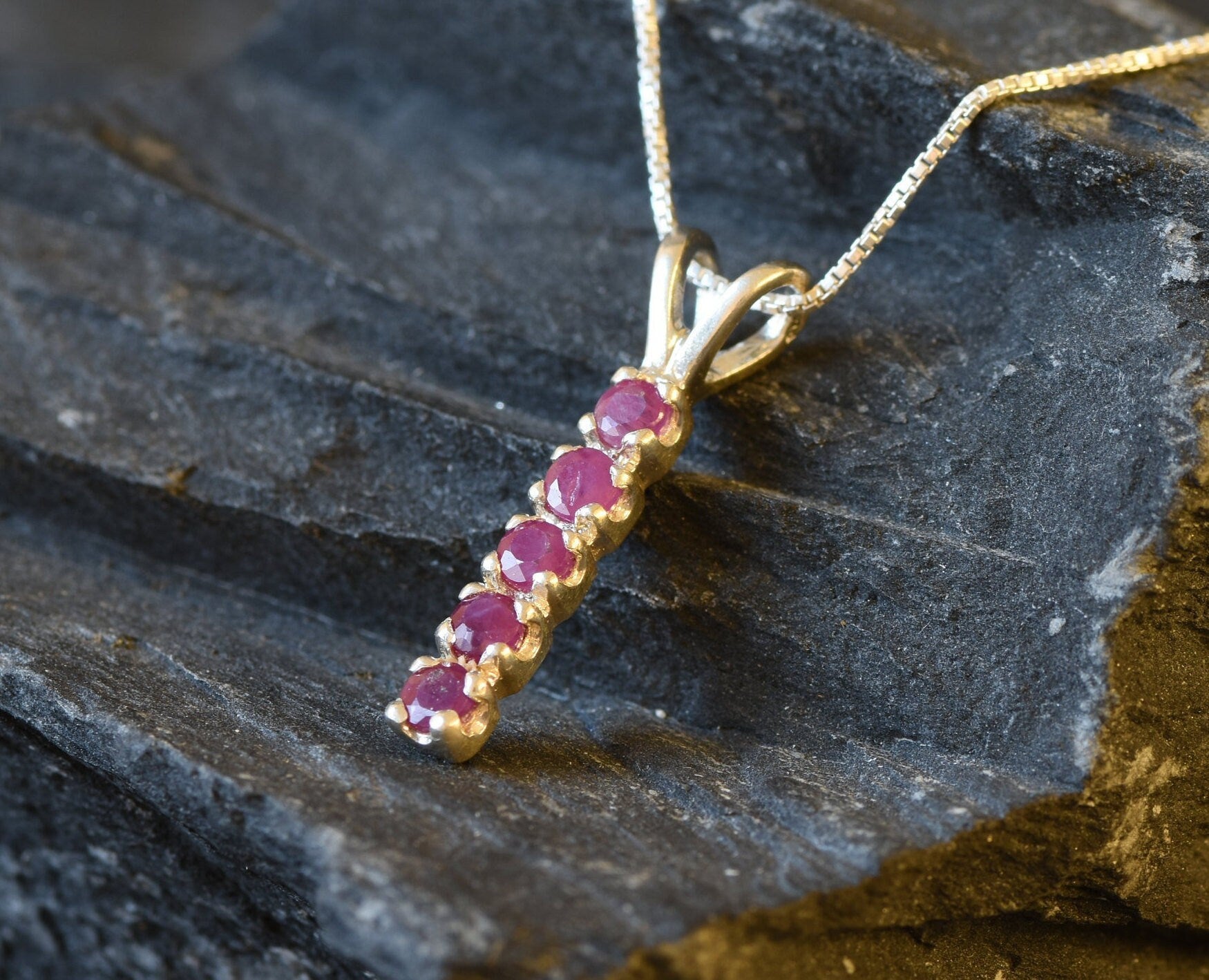 Natural Ruby Pendant made in 925 Sterling Silver with Round Natural Red Ruby in Channel-Set setting, July Birthstone gift idea, symbolizes nobility, purity, and passion, ideal for everyday wear and perfect for birthday gifting and special occasions.
