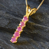 Natural Ruby Pendant in 18k Gold Vermeil, channel-set ruby, perfect for July birthdays and special occasions.