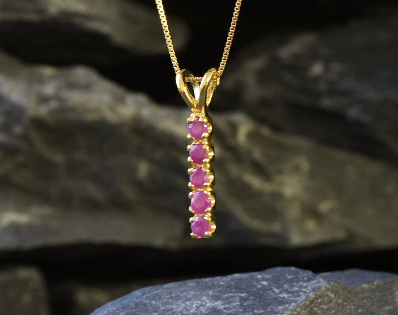 Stunning Natural Ruby Pendant in 18k Gold Vermeil, a symbol of passion and ideal for stylish, everyday elegance.
