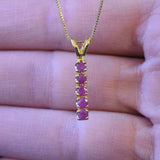 Lovely Ruby Pendant in 18k Gold Vermeil, beautifully channel-set, perfect for celebrating July birthdays with elegance.