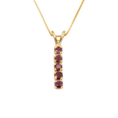 Natural Ruby Pendant made in 18k Gold Vermeil with Round Natural Red Ruby in Channel-Set setting, July Birthstone gift idea, symbolizes nobility, purity, and passion, ideal for everyday wear and perfect for birthday gifting and special occasions.