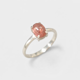 Pink Tourmaline Ring - Pink Oval Ring - Vintage Solitaire Ring