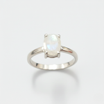 Natural Moonstone Ring made in 925 Sterling Silver with Oval Natural Rainbow Moonstone in Prong setting, June Birthstone gift idea, symbolizes hope, healing, and protection, ideal for everyday wear and perfect for birthday gifting and special occasions.