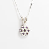 Flower Amethyst Pendant - Dainty Flower Necklace - Purple Daisy Necklace