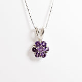 Flower Amethyst Pendant - Dainty Flower Necklace - Purple Daisy Necklace