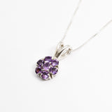Flower Amethyst Pendant - Dainty Flower Necklace - Purple Daisy Necklace