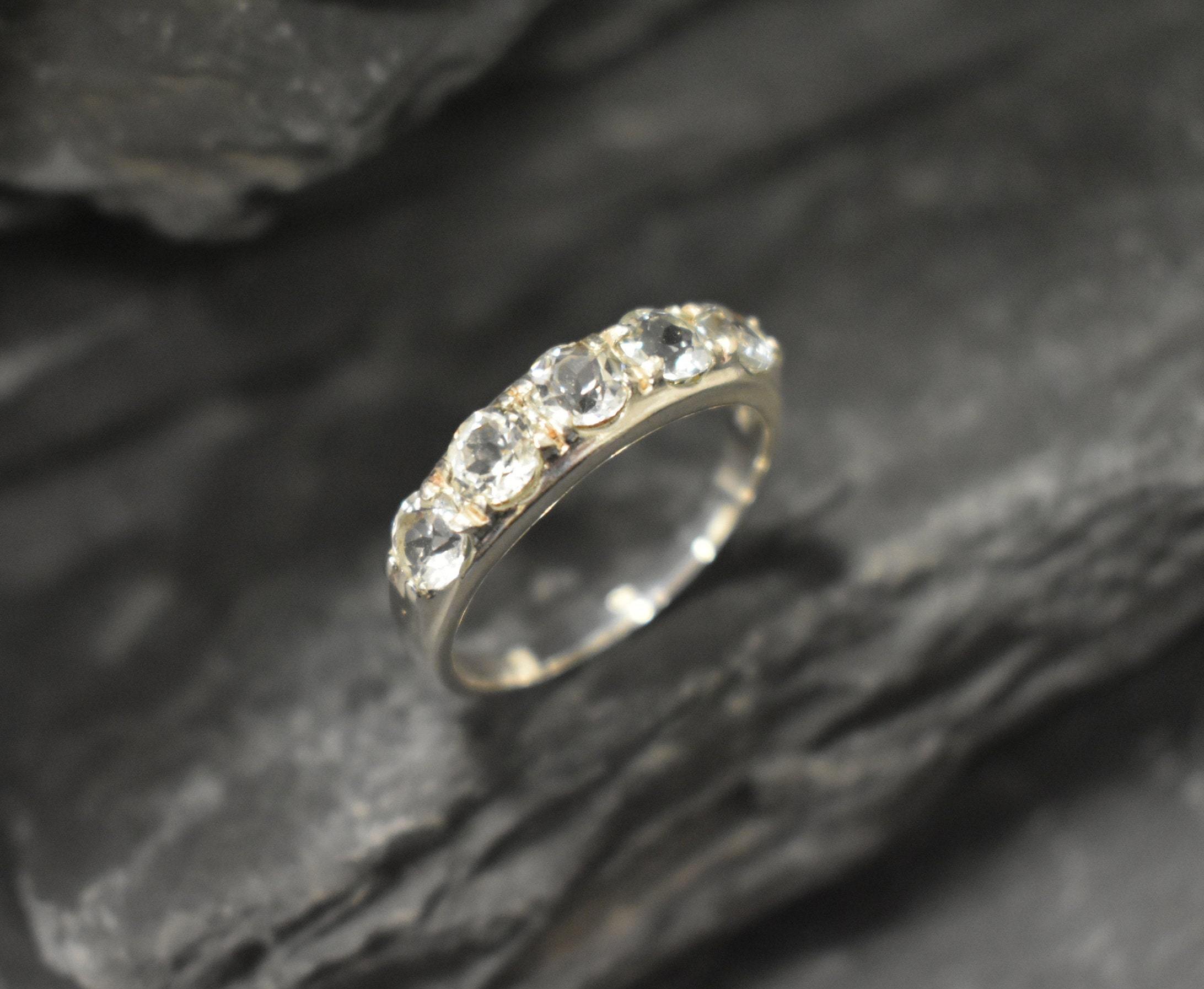 White Topaz Band, Natural White Topaz, Wide Silver Ring, December Birthstone, Sturdy Band, Diamond Band, Statement Band, Solid Silver Ring