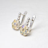 Fire Opal Gold Studs - Flower Opal Earrings - Gold Daisy Earrings