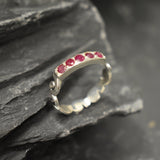 Red Bar Band - Natural Ruby Ring, July Birthstone Ring