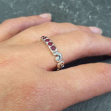 Red Bar Band - Natural Ruby Ring, July Birthstone Ring