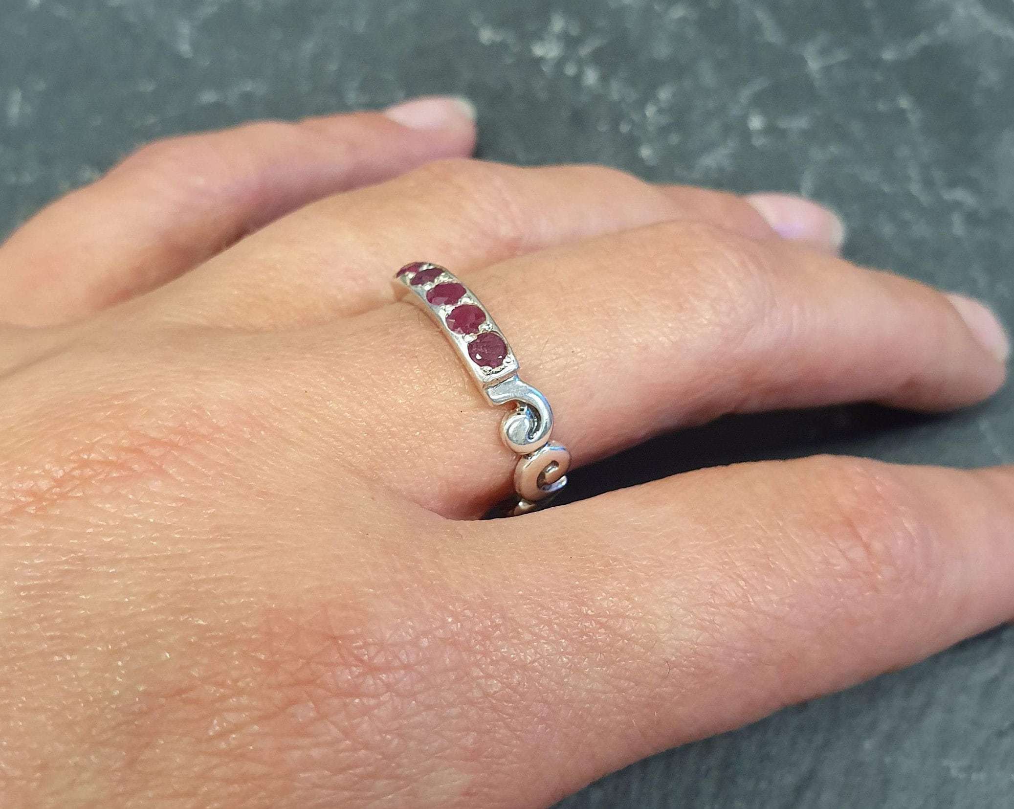 Elegant 925 Sterling Silver Ruby Ring featuring a vibrant Round Channel-Set Red Ruby, perfect for special occasions.