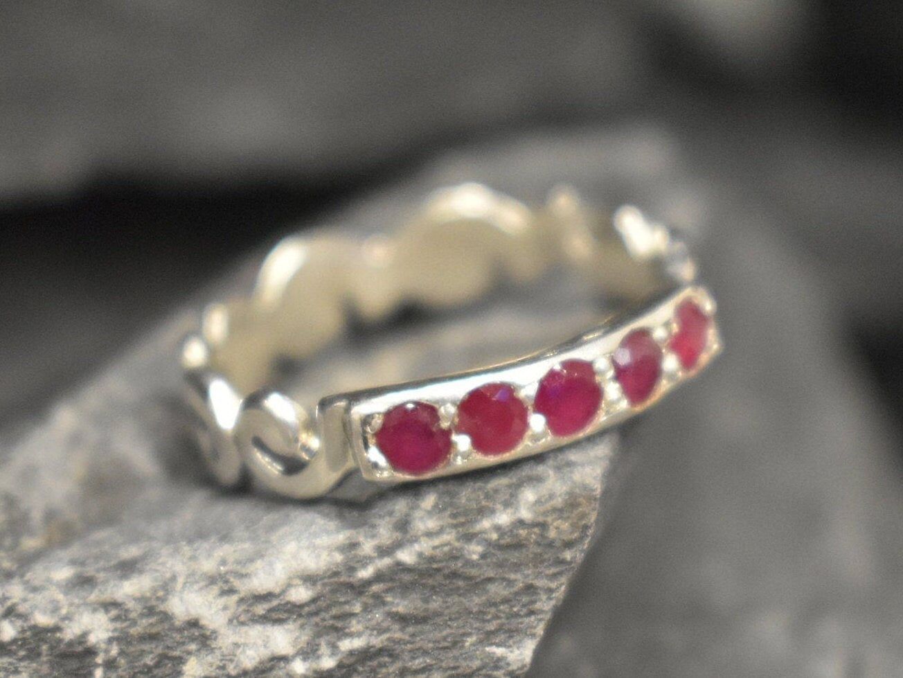 Natural Ruby Ring made in 925 Sterling Silver with Round Natural Red Ruby in Channel-Set setting, July Birthstone gift idea, symbolizes nobility, purity, and passion, ideal for everyday wear and perfect for birthday gifting and special occasions.