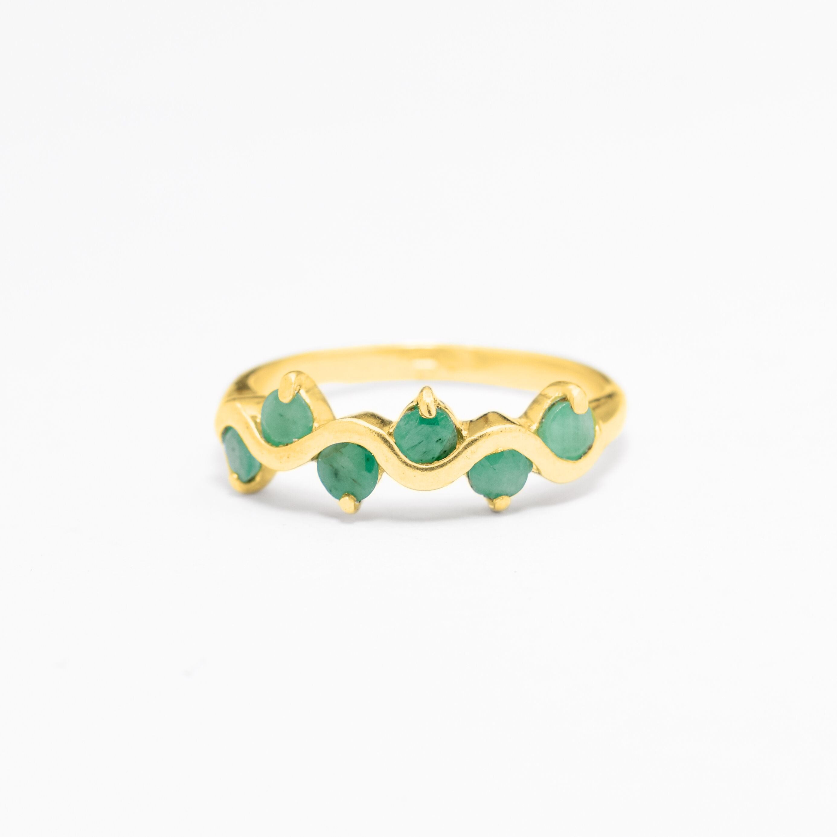 Elegant 18k Gold Vermeil Ring featuring a round Natural Emerald, perfect for May birthdays and meaningful gifting. 