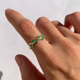 Elegant 18k Gold Vermeil Ring featuring a round Natural Emerald, perfect for May birthdays and meaningful gifting. 
