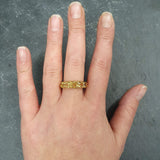 Half Eternity Citrine Gold Ring - Wide Band, Natural Citrine Ring, Stackable Citrine Band