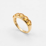 Half Eternity Citrine Band - Natural Citrine Ring - Yellow Gemstone Band