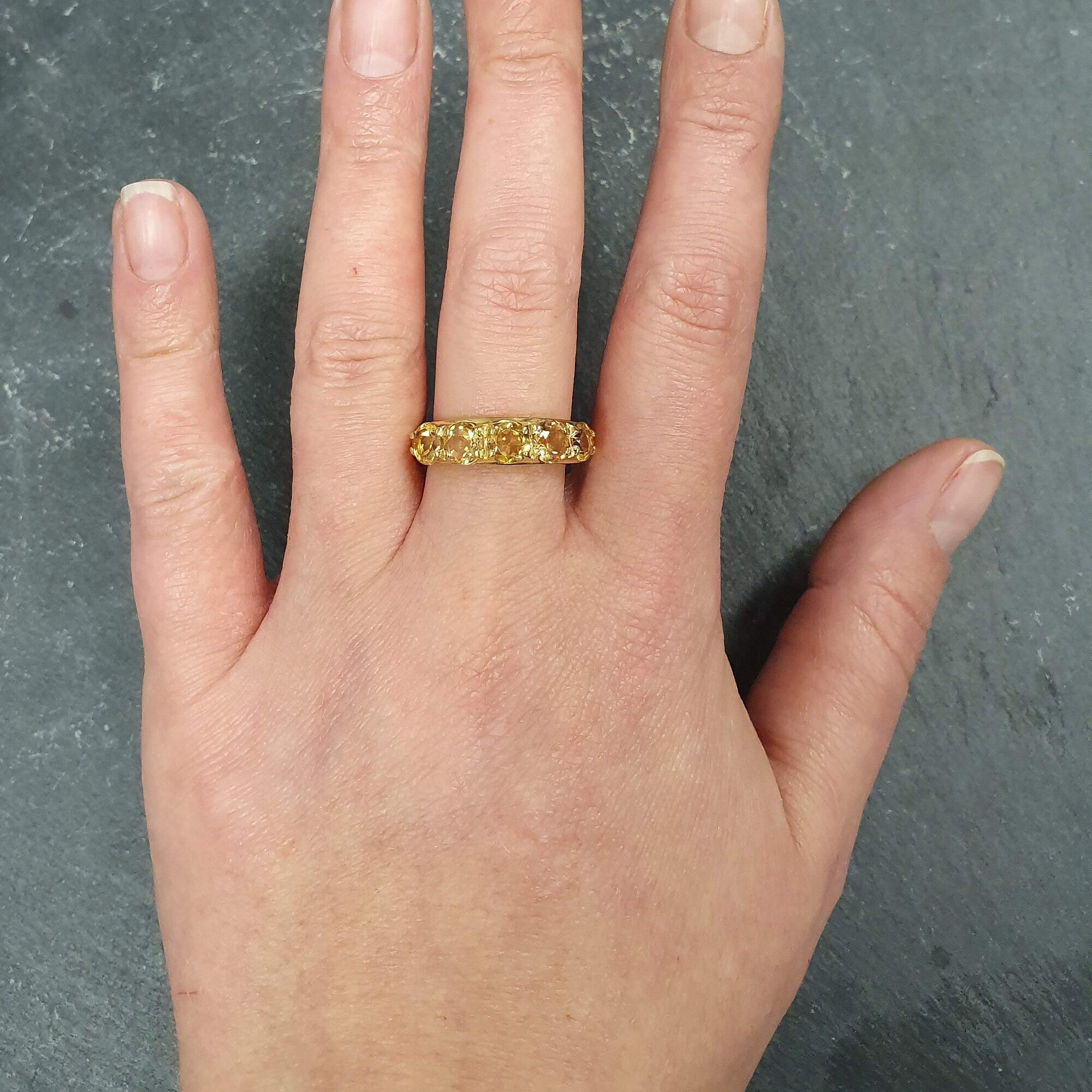 Wide Citrine Band, Natural Citrine Ring, Statement Band, November Birthstone, Yellow Gemstone Band, Thick Yellow Ring, Solid Silver Ring(1)
