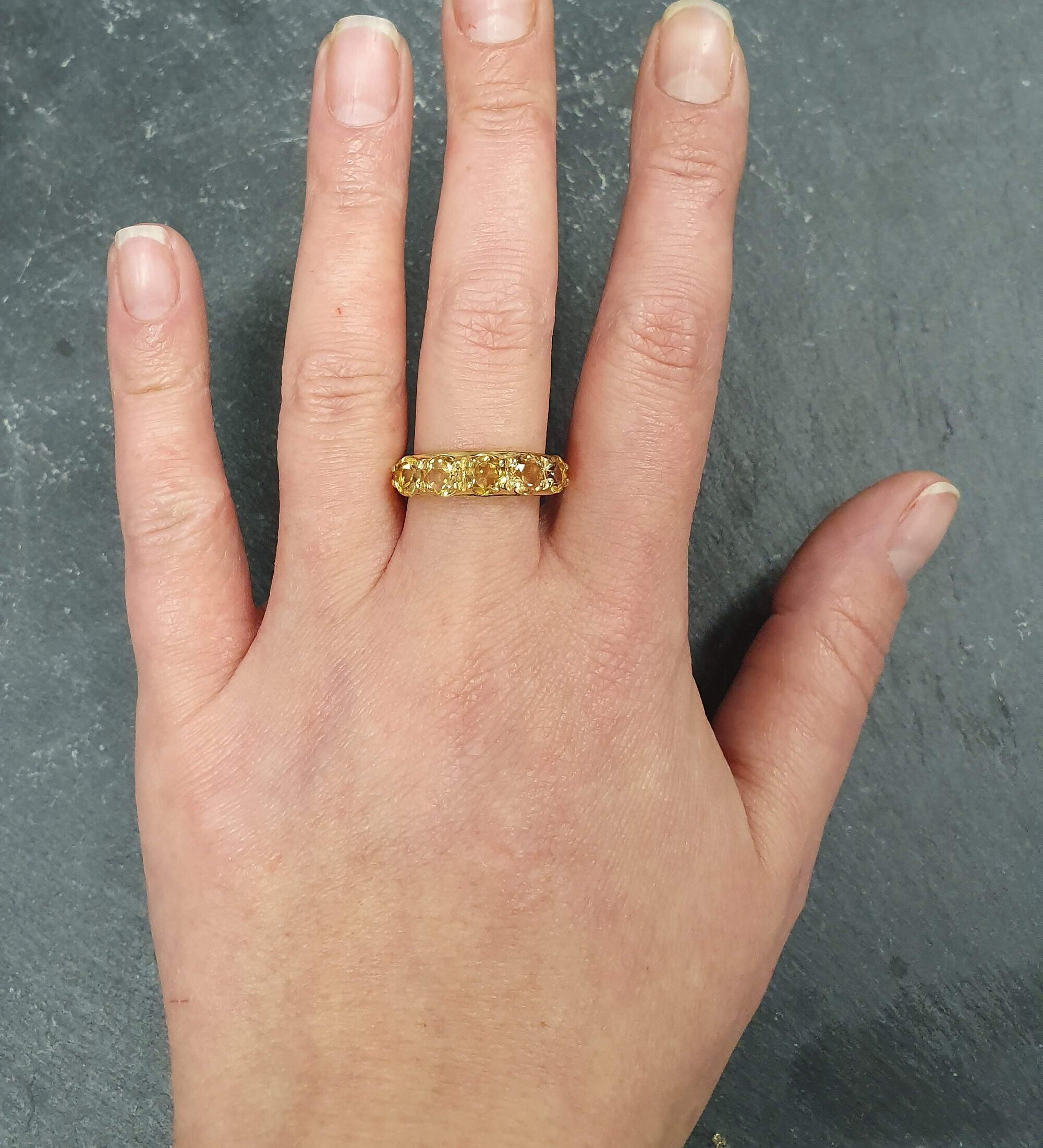 Wide Citrine Band, Natural Citrine Ring, Statement Band, November Birthstone, Yellow Gemstone Band, Thick Yellow Ring, Solid Silver Ring(1)