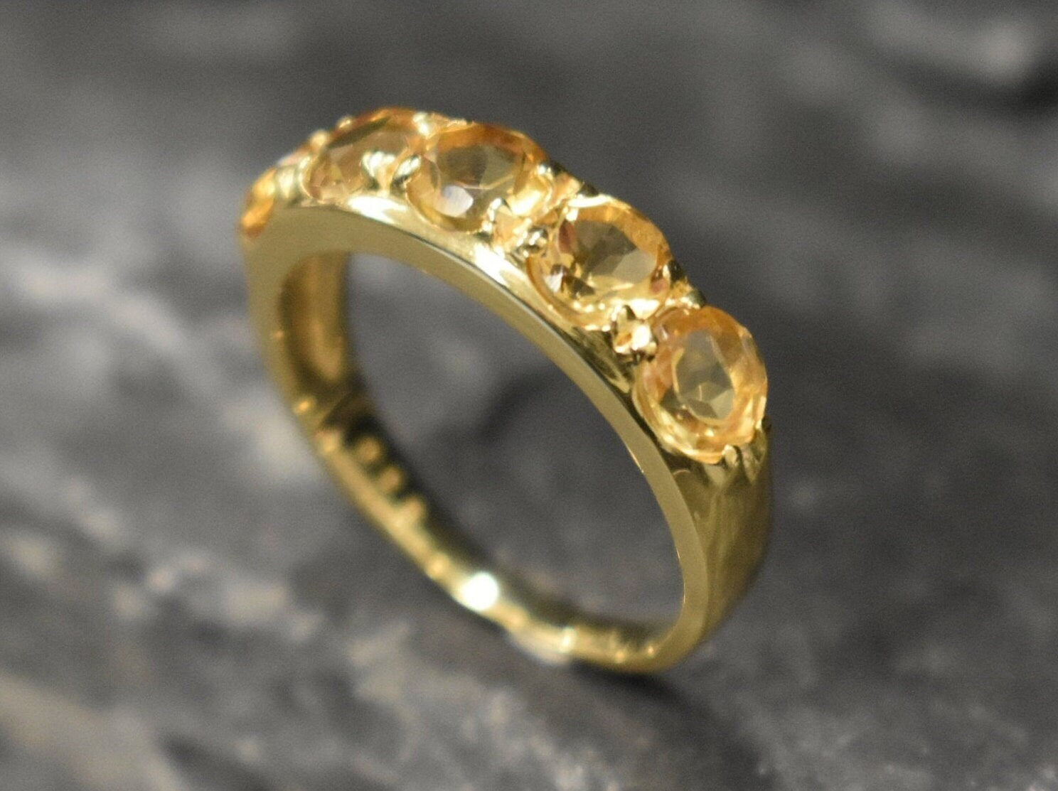 Wide Citrine Band, Natural Citrine Ring, Statement Band, November Birthstone, Yellow Gemstone Band, Thick Yellow Ring, Solid Silver Ring(1)