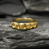 Half Eternity Citrine Gold Ring - Wide Band, Natural Citrine Ring, Stackable Citrine Band
