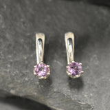 Amethyst Earrings, Natural Amethyst, February Birthstone, Dainty Purple Studs, Purple Diamond Studs, Vintage Earrings, Solid Silver Earings