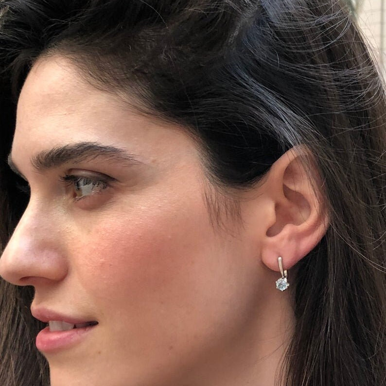 Amethyst Earrings, Natural Amethyst, February Birthstone, Dainty Purple Studs, Purple Diamond Studs, Vintage Earrings, Solid Silver Earings