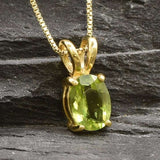 Gold Peridot Pendant - Green Dainty Necklace - Minimalist Peridot Necklace