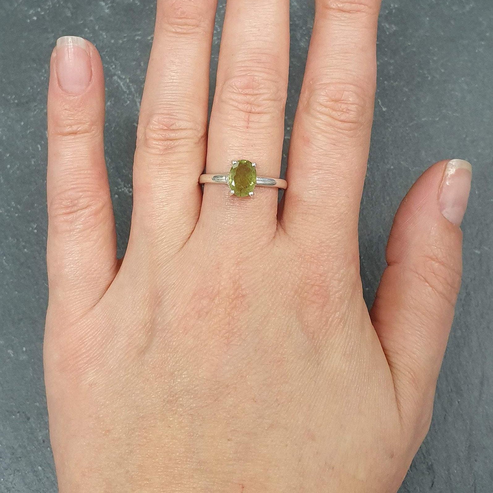 Green Tourmaline Ring, Natural Tourmaline Ring, Tourmaline Ring, Solitaire Ring, Vintage Ring, Green Ring, Solid Silver Ring, Tourmaline