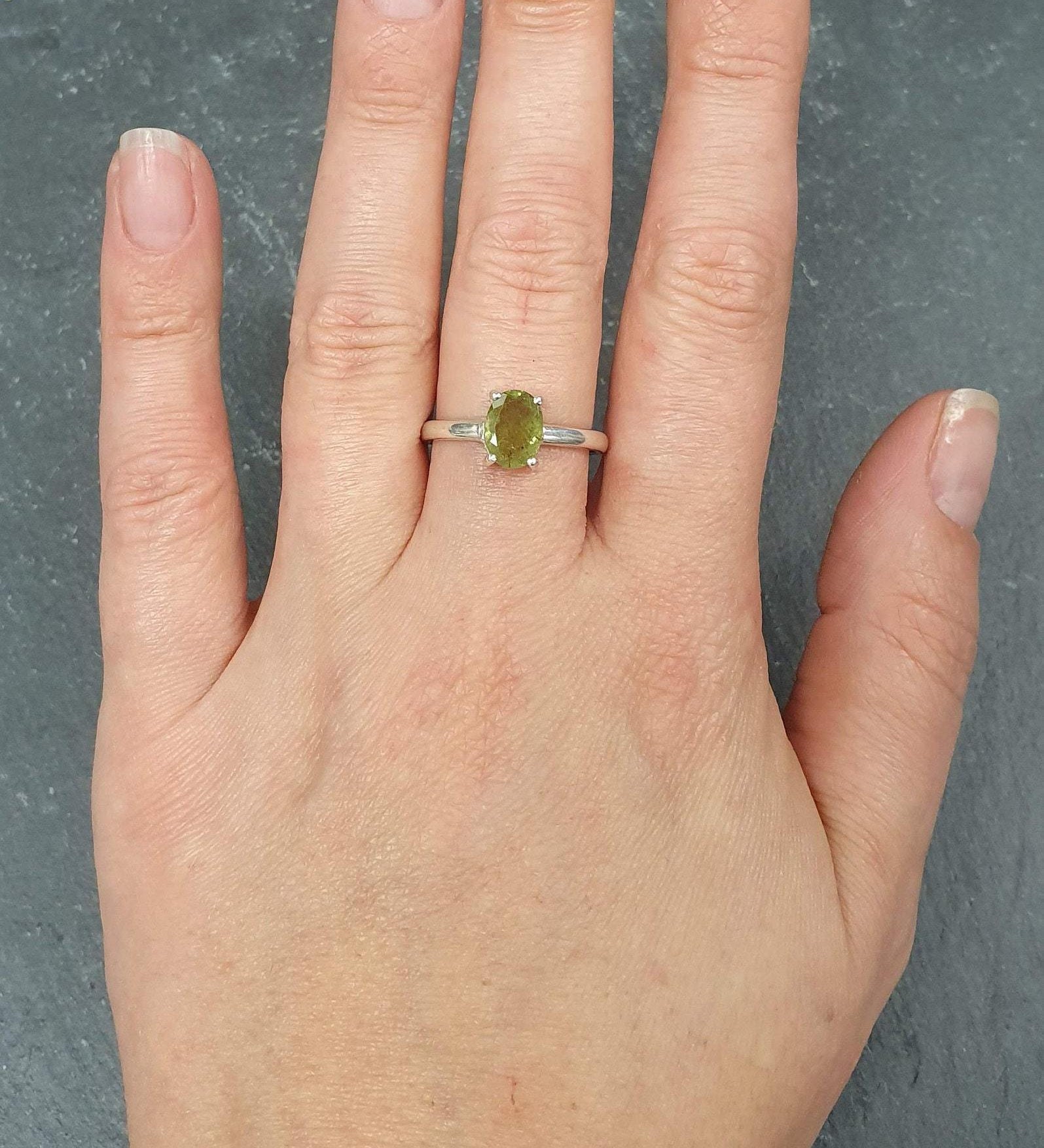 Green Tourmaline Ring, Natural Tourmaline Ring, Tourmaline Ring, Solitaire Ring, Vintage Ring, Green Ring, Solid Silver Ring, Tourmaline