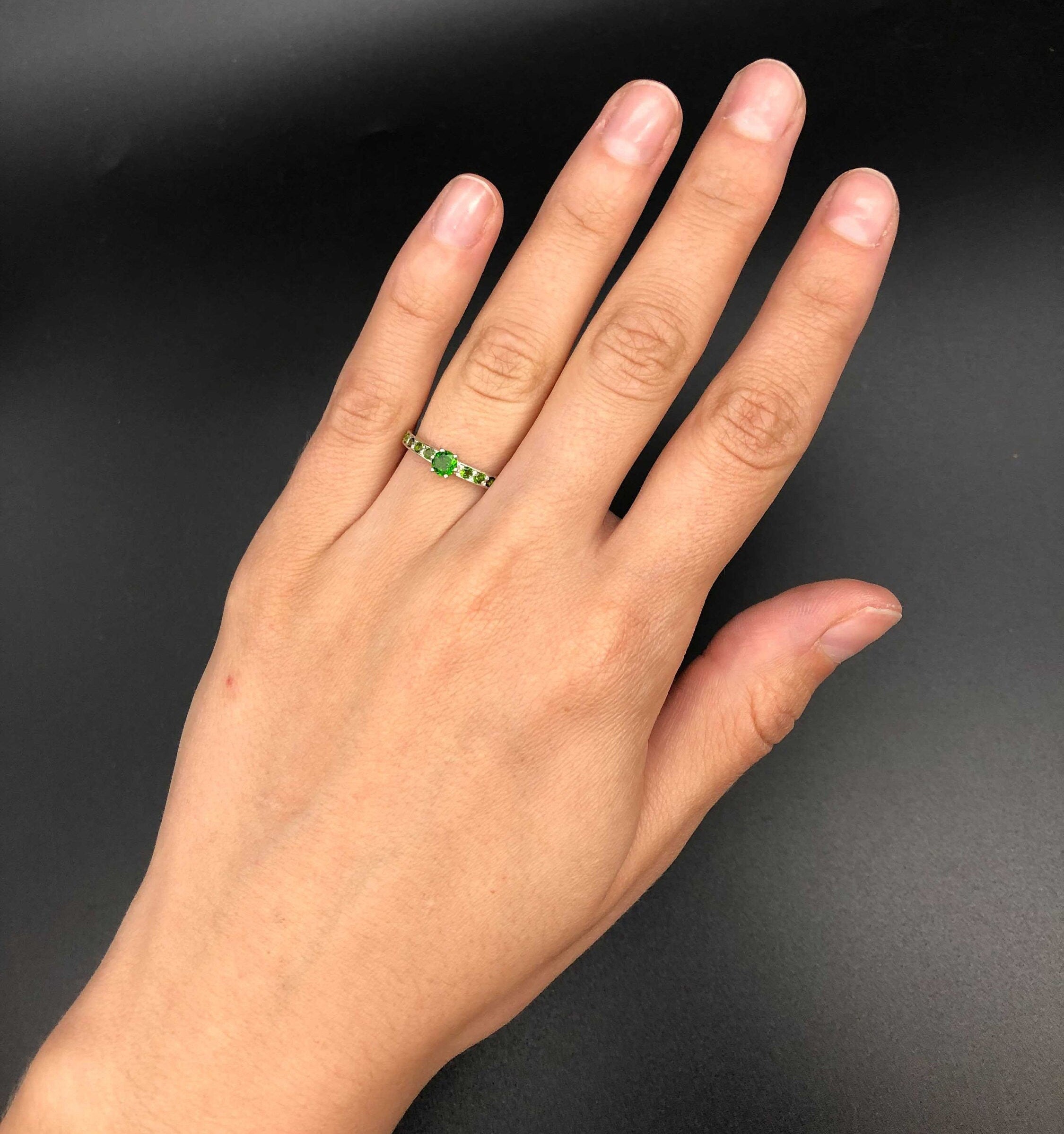 Chrome Diopside Ring, Vintage Green Ring, Natural Chrome, Green Band, Green Promise Ring, Green Diamond Ring, 925 Silver Ring, Silver Chrome