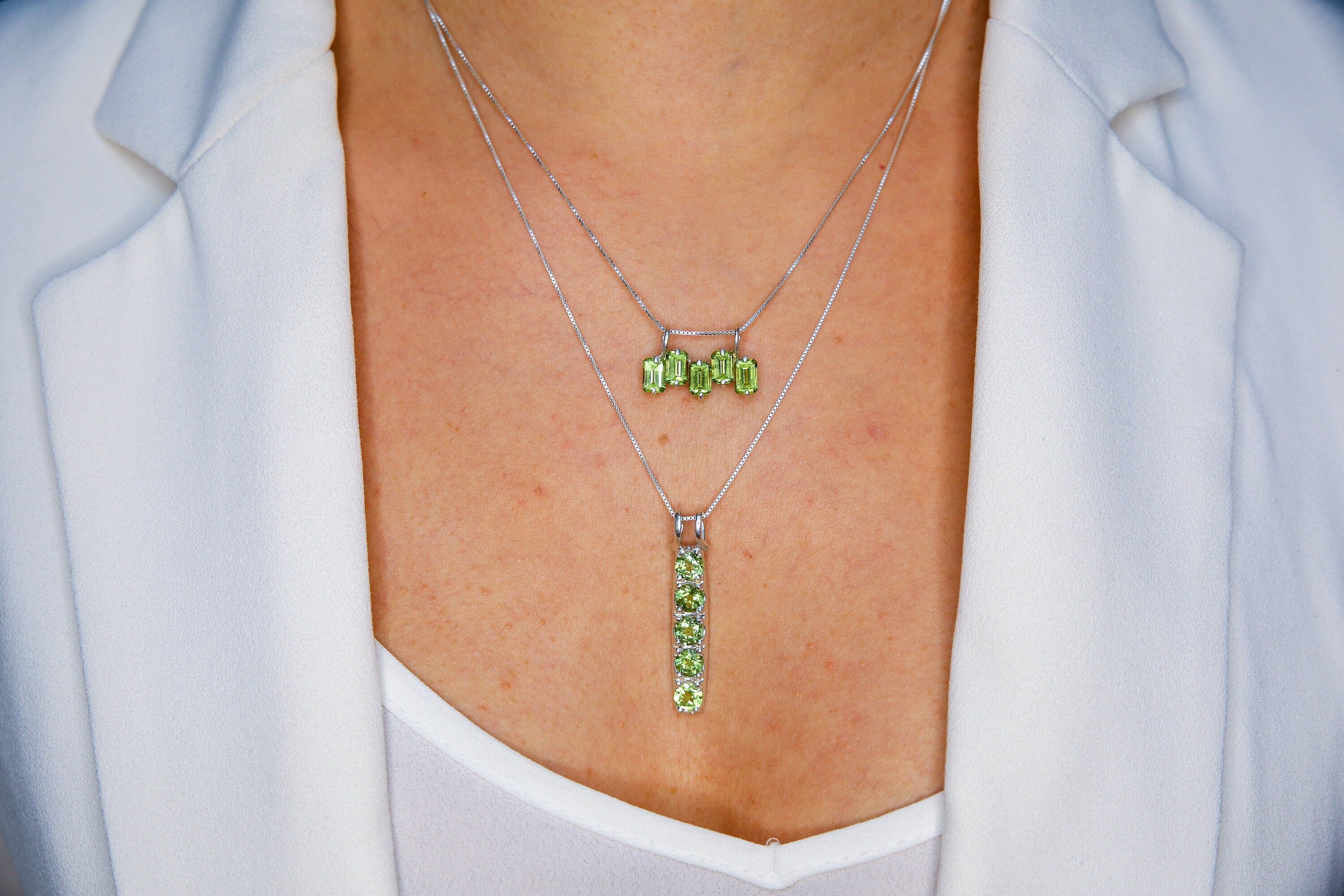 Gold Peridot Pendant, Horizontal Pendant, Natural Peridot, August Birthstone, Baguette Necklace, Green Pendant, Gold Plated Pendant, Vermeil