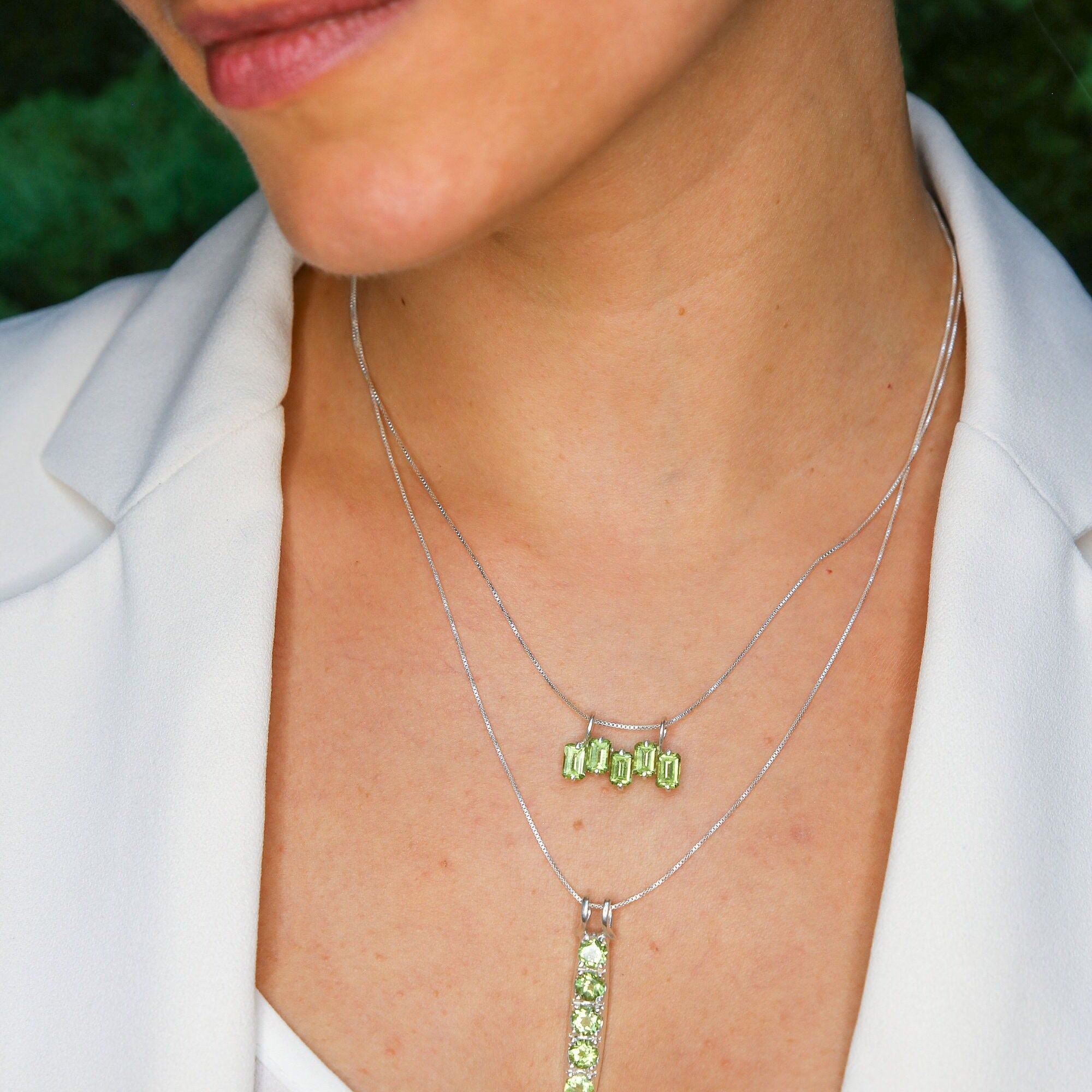 Gold Peridot Pendant, Horizontal Pendant, Natural Peridot, August Birthstone, Baguette Necklace, Green Pendant, Gold Plated Pendant, Vermeil