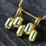 Peridot Necklace - Green Baguette Pendant - August Birthstone Necklace
