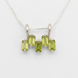 Peridot Necklace - Green Baguette Pendant - August Birthstone Necklace