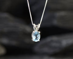 Blue Topaz Pendant, Natural Blue Topaz, December Birthstone, Blue Dainty Pendant, Vintage Pendant, Blue Pendant, Simple Pendant, 925 Silver