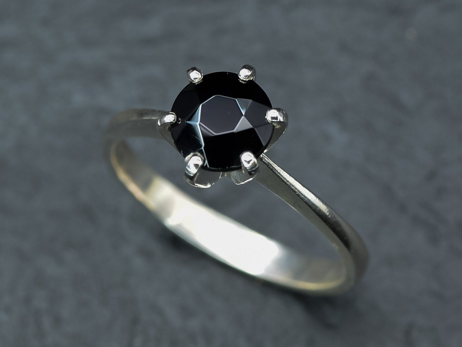 Onyx Ring, Natural Onyx, Black Solitaire Ring, Black Stone Ring, Black Gem Ring, Black Engagement Ring, Black Promise Ring, Onyx, 925 Silver