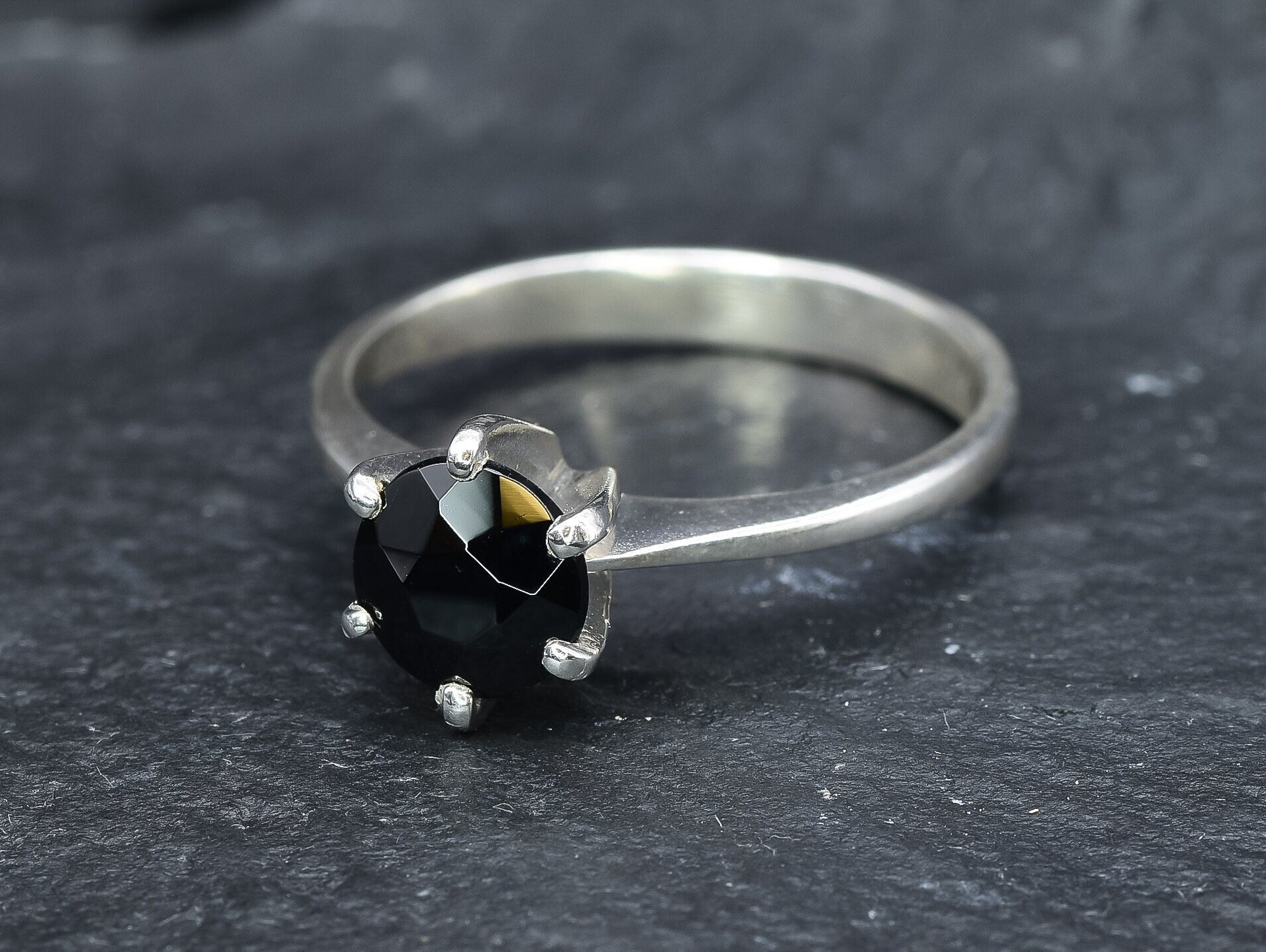 Onyx Ring, Natural Onyx, Black Solitaire Ring, Black Stone Ring, Black Gem Ring, Black Engagement Ring, Black Promise Ring, Onyx, 925 Silver