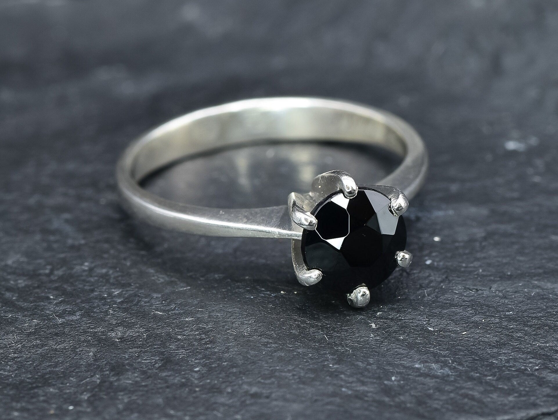 Onyx Ring, Natural Onyx, Black Solitaire Ring, Black Stone Ring, Black Gem Ring, Black Engagement Ring, Black Promise Ring, Onyx, 925 Silver