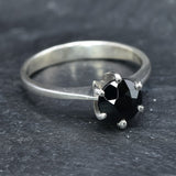 Onyx Ring, Natural Onyx, Black Solitaire Ring, Black Stone Ring, Black Gem Ring, Black Engagement Ring, Black Promise Ring, Onyx, 925 Silver