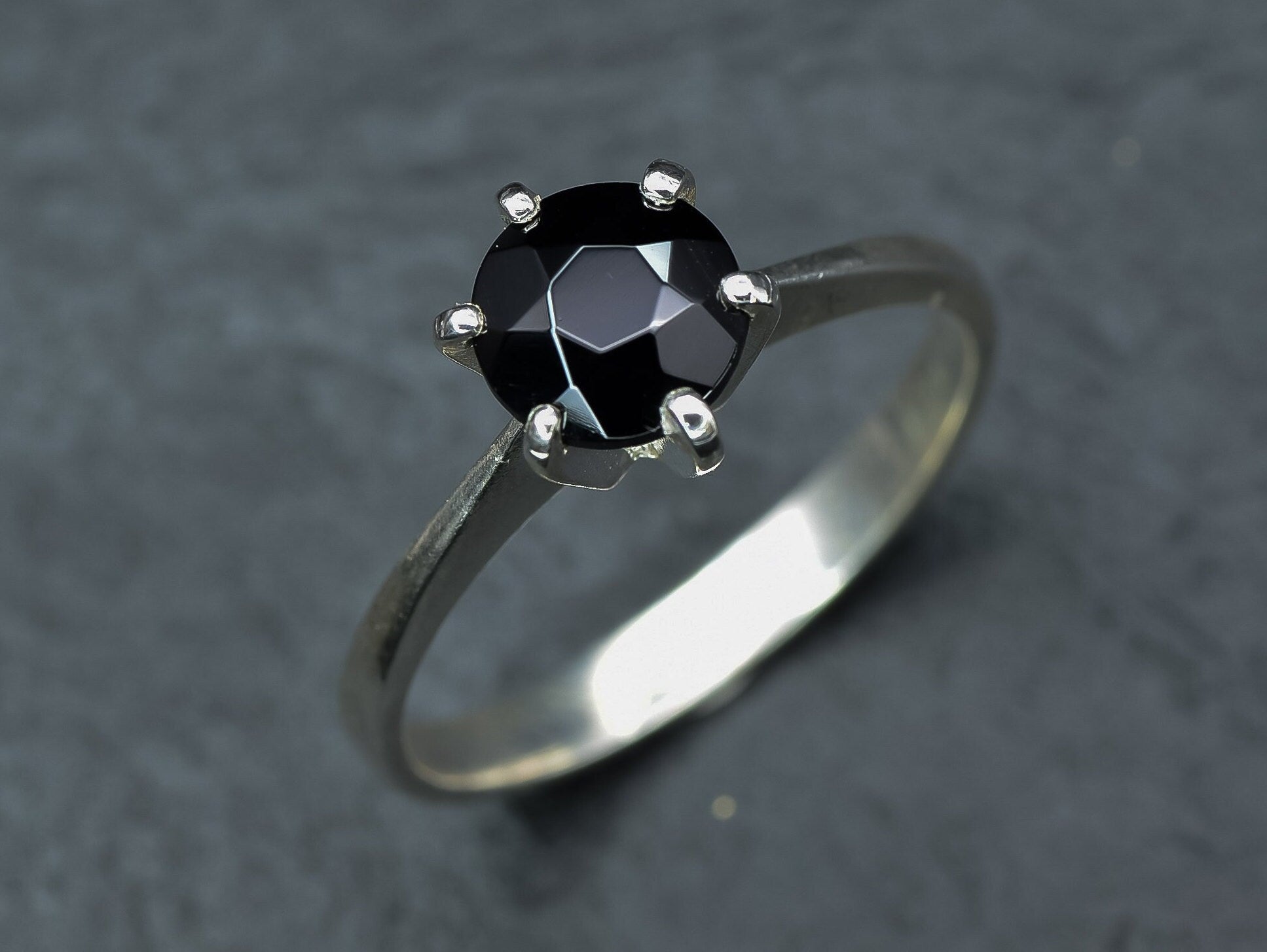 Onyx Ring, Natural Onyx, Black Solitaire Ring, Black Stone Ring, Black Gem Ring, Black Engagement Ring, Black Promise Ring, Onyx, 925 Silver