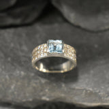 Blue Topaz Ring - Sky Blue Ring - Triple Band Ring