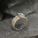 Blue Topaz Ring - Sky Blue Ring - Triple Band Ring