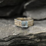 Blue Topaz Ring - Sky Blue Ring - Triple Band Ring