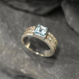 Blue Topaz Ring - Sky Blue Ring - Triple Band Ring