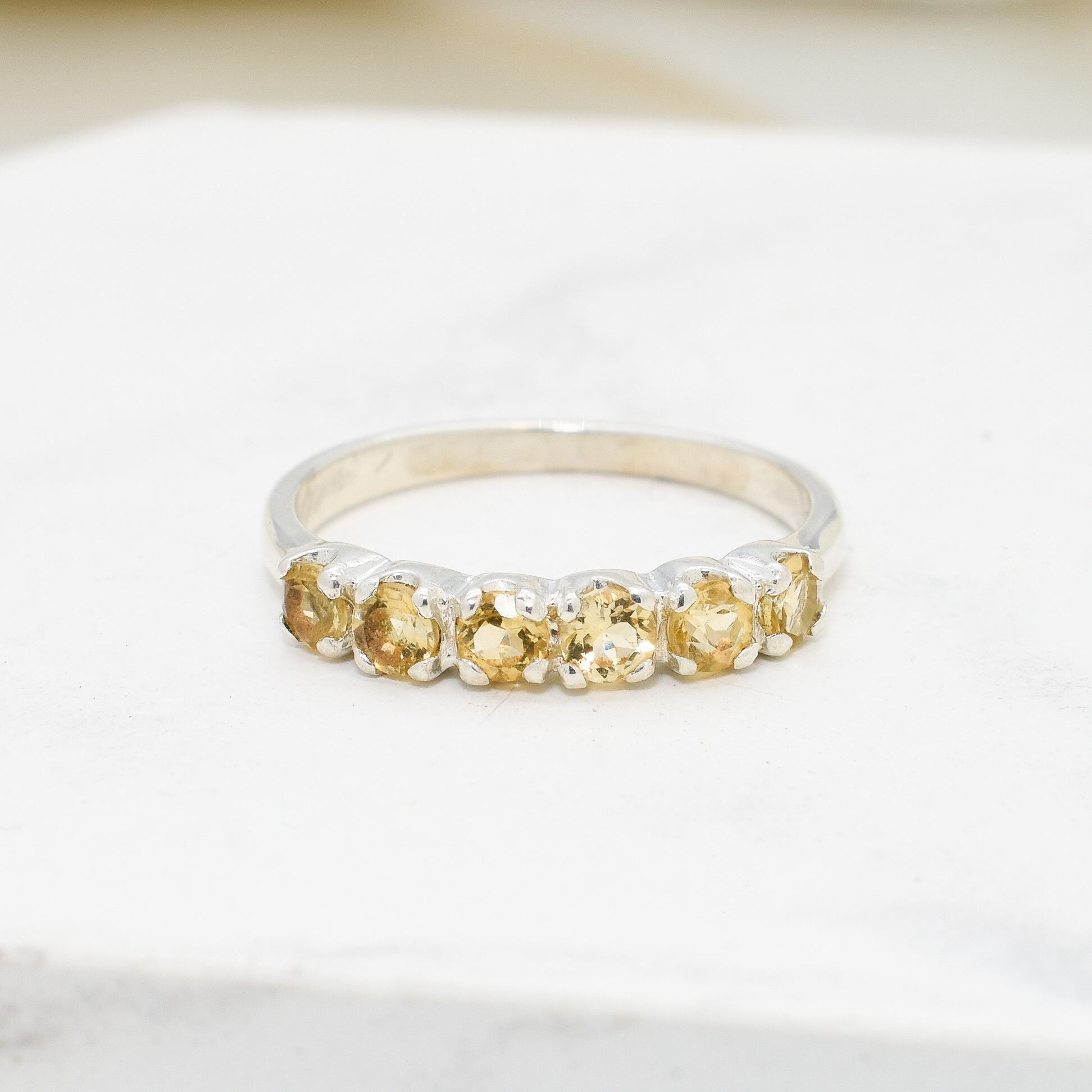 Citrine Band, Natural Citrine, November Birthstone, Half Eternity Ring, Yellow Diamond Ring, Vintage Ring, Eternity Band, Solid Silver Ring