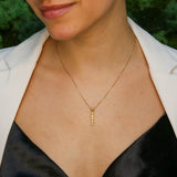 Vertical Citrine Pendant - Natural Citrine Necklace, November Birthstone Pendant