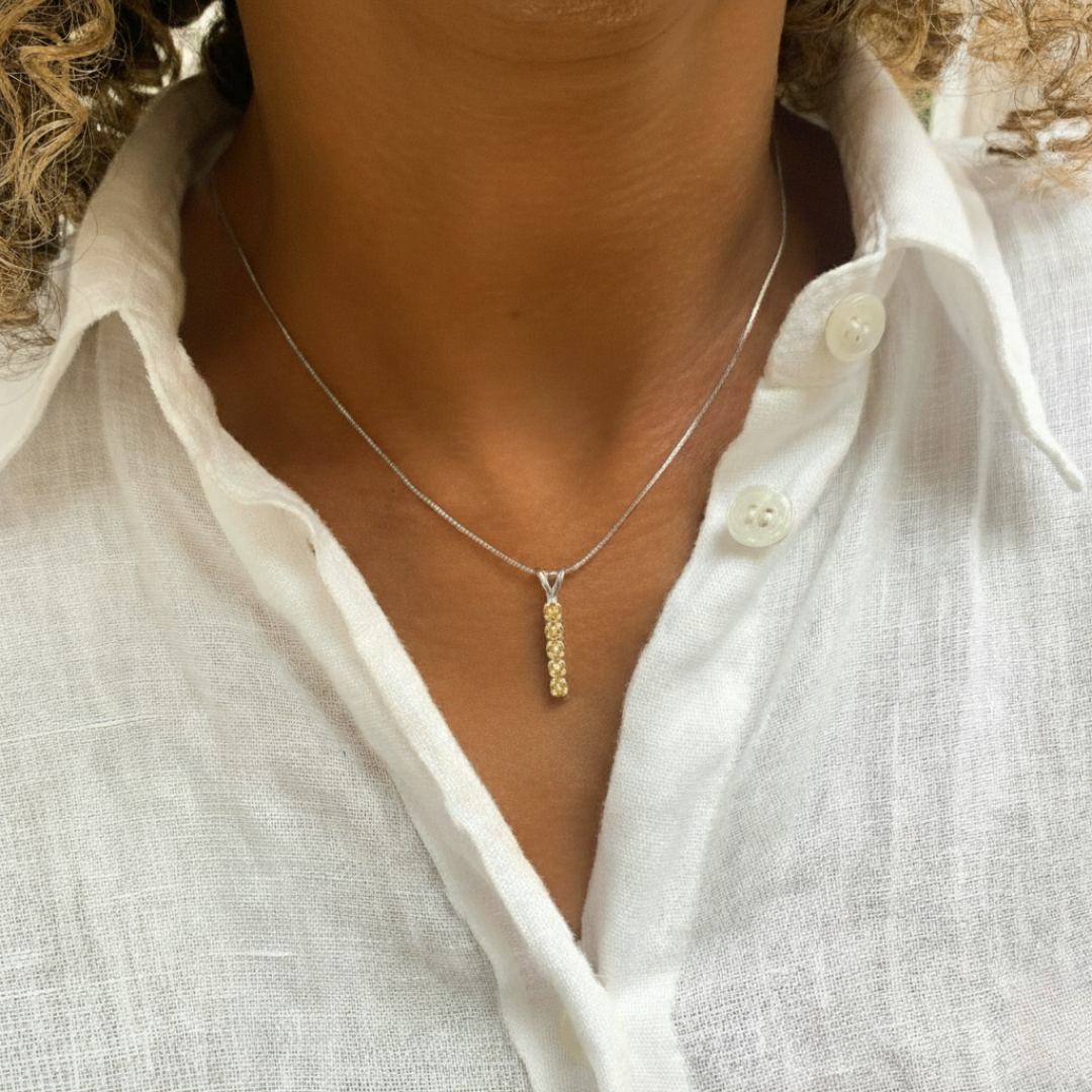 Sterling Silver Citrine Pendant, Minimalist Design, November Birthstone, Perfect for Daily Wear and Special Occasions.