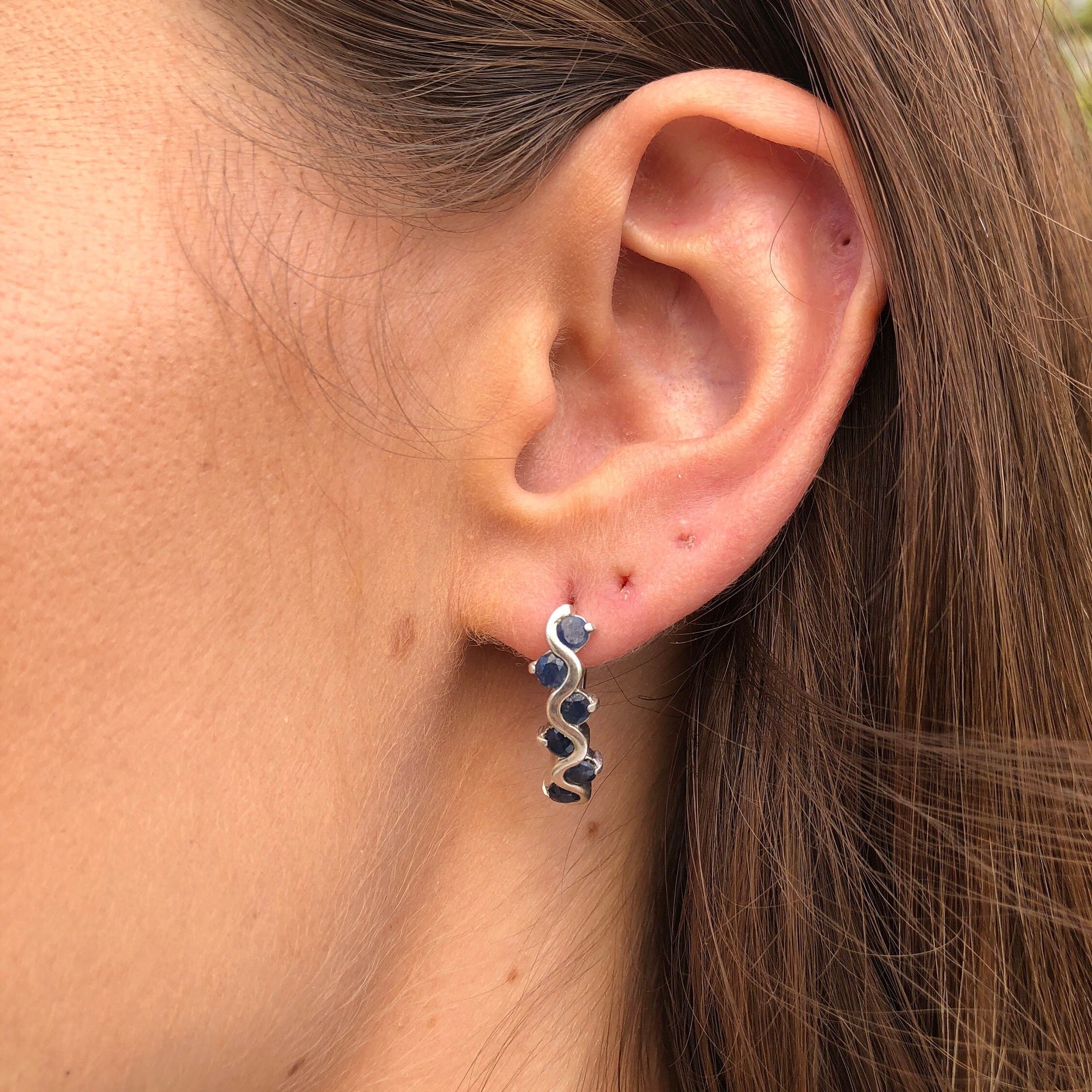 Sapphire-drop Earrings - Elegant Blue Gemstone Earrings in 925 Sterling Silver, perfect for daily wear and special events.