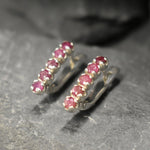 Natural Ruby Earrings made in 925 Sterling Silver with Round Natural Red Ruby in Channel-Set setting, July Birthstone gift idea, symbolizes nobility, purity, and passion, ideal for everyday wear and perfect for birthday gifting and special occasions.